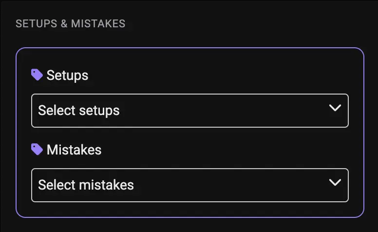 Wealth Labs setup and mistake tagging report by trade type