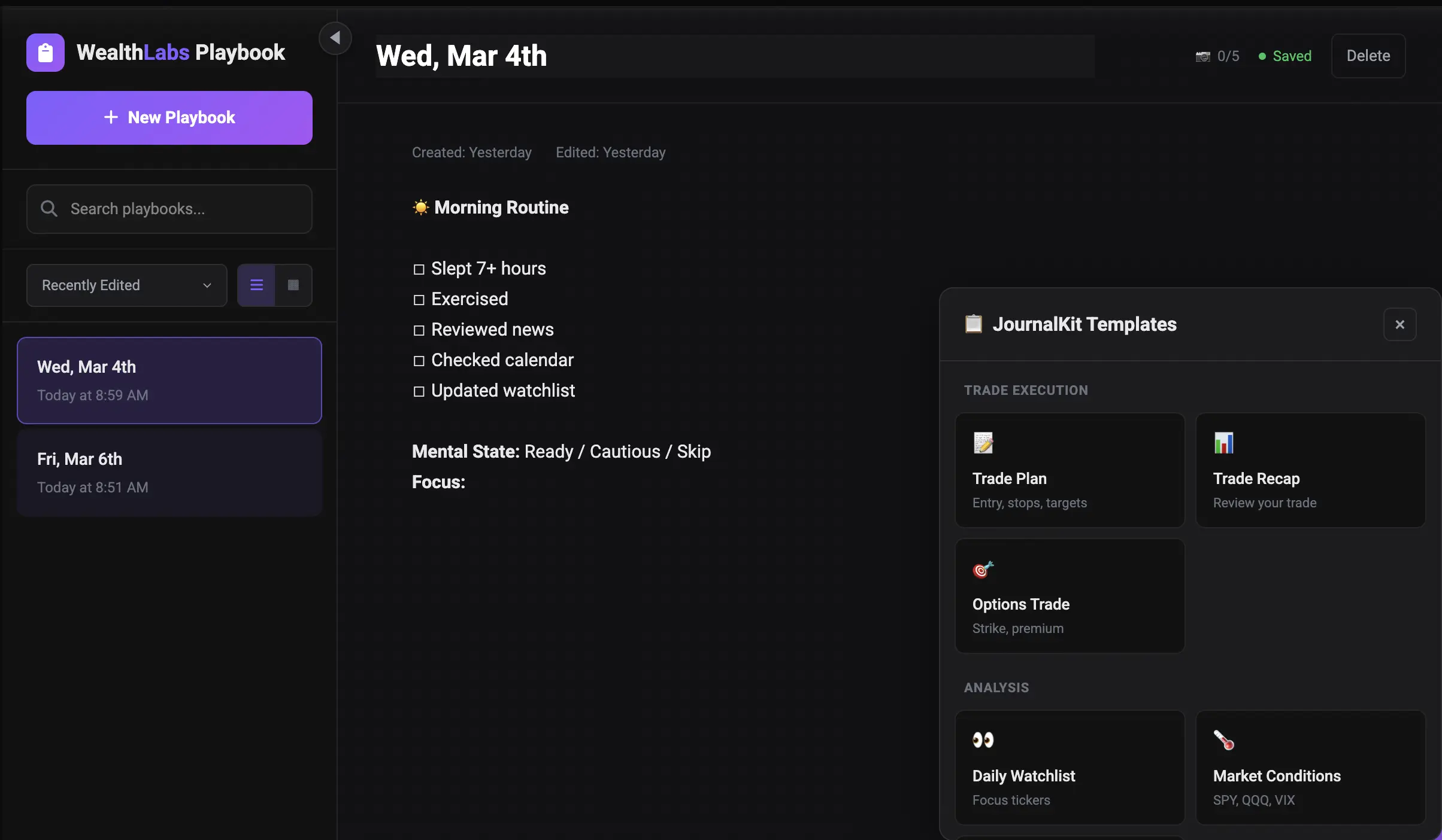 Trading playbook editor